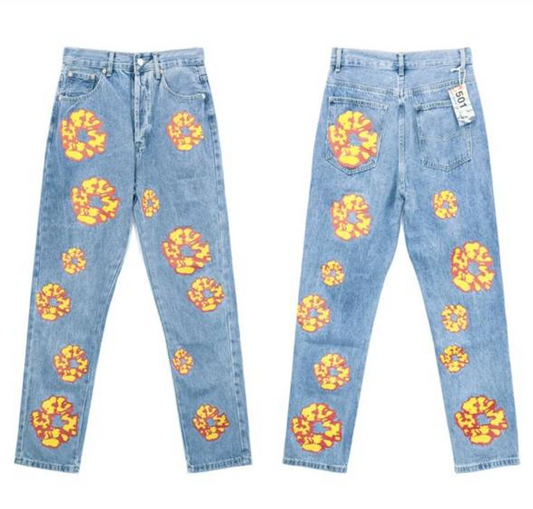 Flower 100% High Quality Decorated Denim